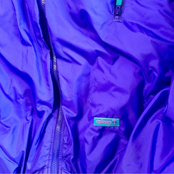 Vtg REVERSIBLE Columbia Teal & Purple Ski Snow Puffer Coat Jacket - Picture 12 of 13